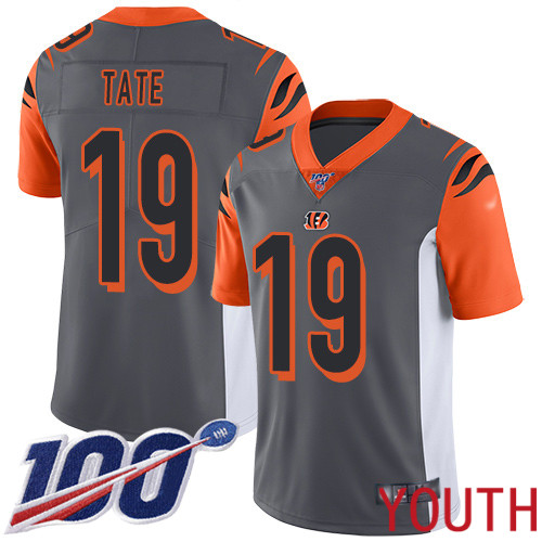 Cincinnati Bengals Limited Silver Youth Auden Tate Jersey NFL Footballl #19 100th Season Inverted Legend